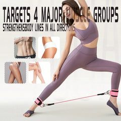 3Piece Set Natural Latex Yoga Resistance Bands, Hip and Leg Shaping Trainer with Ankle Straps for Home Gym Multi-Level Fitness E