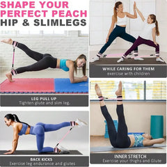 3Piece Set Natural Latex Yoga Resistance Bands, Hip and Leg Shaping Trainer with Ankle Straps for Home Gym Multi-Level Fitness E
