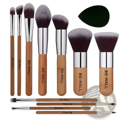 Bamboo Makeup Brush Set with Sponge 11 Pieces