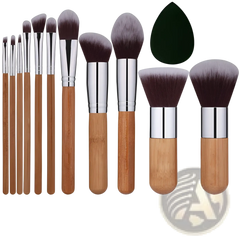 Bamboo Makeup Brush Set with Sponge 11 Pieces