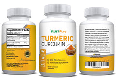 NusaPure Turmeric Curcumin 600 mg 60 Capsules Turmeric 95% Curcuminoids Dietary Supplement