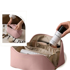 Large Capacity Leather Travel Makeup Bag Organizer