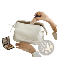 Large Capacity Leather Travel Makeup Bag Organizer