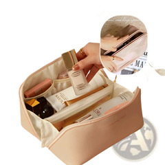 Large Capacity Leather Travel Makeup Bag Organizer