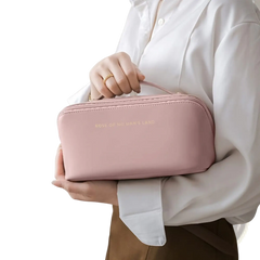 Large Capacity Leather Travel Makeup Bag Organizer
