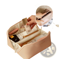 Large Capacity Leather Travel Makeup Bag Organizer