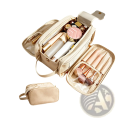 Large Travel Toiletry Bag Hanging Leather Makeup Case