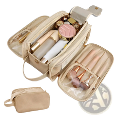 Large Travel Toiletry Bag Hanging Leather Makeup Case