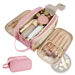 Large Travel Toiletry Bag Hanging Leather Makeup Case