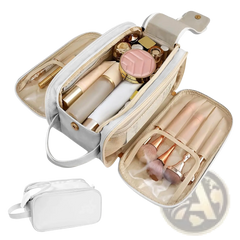 Large Travel Toiletry Bag Hanging Leather Makeup Case
