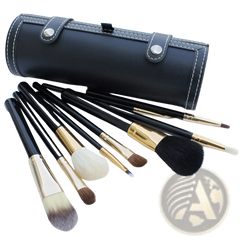Makeup Brush Set 10 Piece Gold and Black with Case