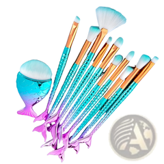 Mermaid Makeup Brush Set 11pcs Synthetic Fiber Kit