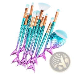 Mermaid Makeup Brush Set 11pcs Synthetic Fiber Kit
