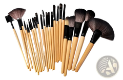 Professional 24 Piece Wooden Makeup Brush Set with Case