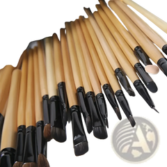 Professional 24 Piece Wooden Makeup Brush Set with Case