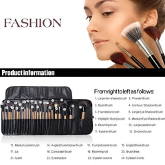 Professional 24 Piece Wooden Makeup Brush Set with Case