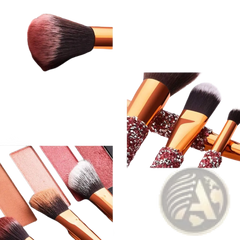 Rhinestone Makeup Brush Set with Bag 10 Piece Pink
