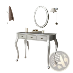 Luxury Makeup Vanity Desk With Oval Mirror, 3-Drawer Dressing Table For Jewelry Storage, Elegant Console Table For Entryway, Living Room & Bedroom, Stylish Home Decor,Silver