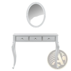 Luxury Makeup Vanity Desk With Oval Mirror, 3-Drawer Dressing Table For Jewelry Storage, Elegant Console Table For Entryway, Living Room & Bedroom, Stylish Home Decor,Silver