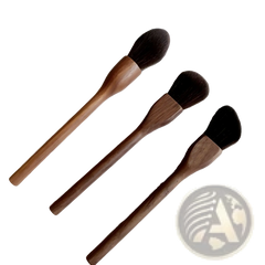 Walnut Wood Makeup Brush Set with Soft Fiber Bristles