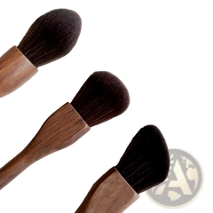Walnut Wood Makeup Brush Set with Soft Fiber Bristles