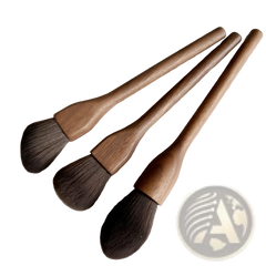 Walnut Wood Makeup Brush Set with Soft Fiber Bristles