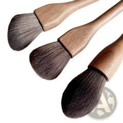 Walnut Wood Makeup Brush Set with Soft Fiber Bristles